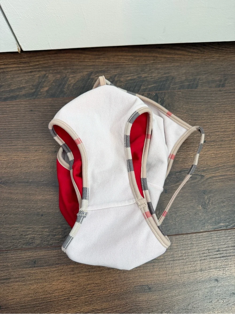 Burberry Kids Girls One Piece Swimsuit Red Check Trim Size 5Y